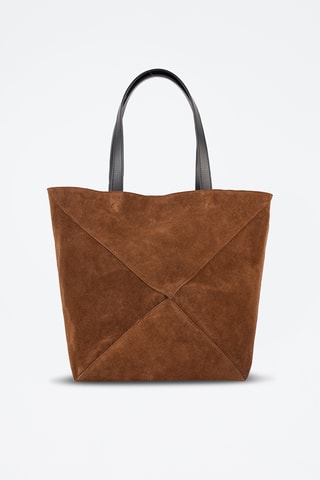 Shopping bag in pelle scamosciata - Marrone
