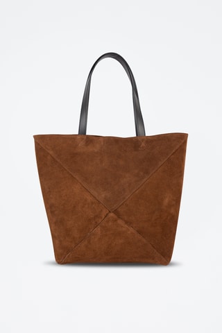Shopping bag in pelle scamosciata - Marrone