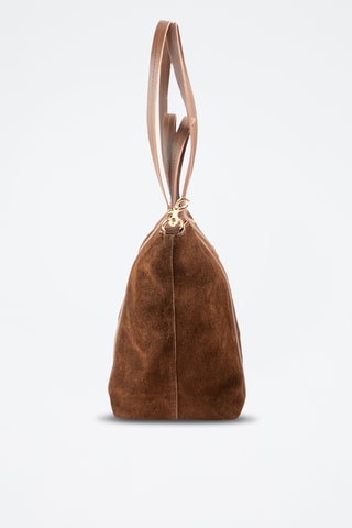 Borsa a spalla in pelle scamosciata  - Marrone