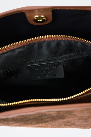 Borsa a spalla in pelle scamosciata  - Marrone