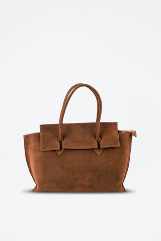 Borsa a spalla in pelle scamosciata  - Marrone