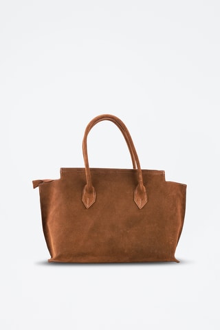 Borsa a spalla in pelle scamosciata  - Marrone