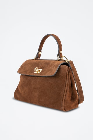 Borsa a mano in pelle scamosciata  - Marrone