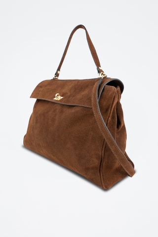 Borsa a spalla in pelle scamosciata  - Marrone