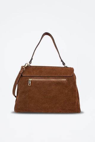 Borsa a spalla in pelle scamosciata  - Marrone
