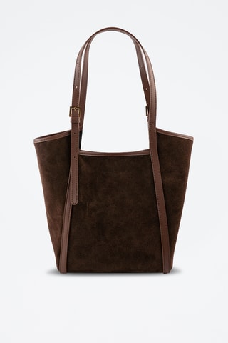 Borsa a spalla in pelle scamosciata  - Marrone