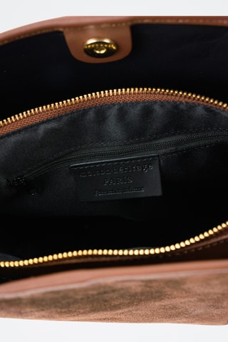 Borsa a spalla in pelle scamosciata  - Marrone