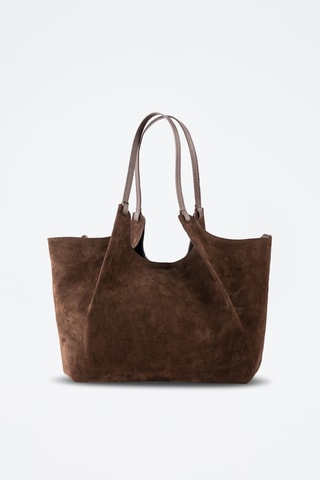 Borsa a spalla in pelle scamosciata - Marrone