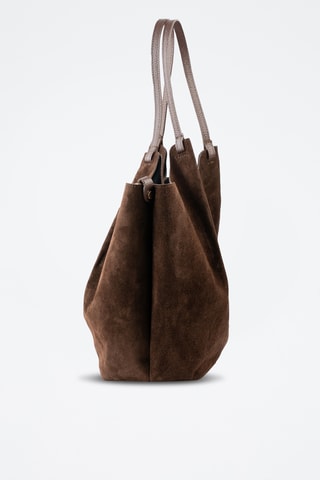 Borsa a spalla in pelle scamosciata - Marrone