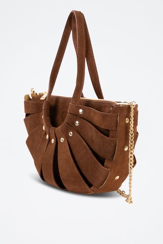 Borsa a spalla in pelle scamosciata  - Marrone