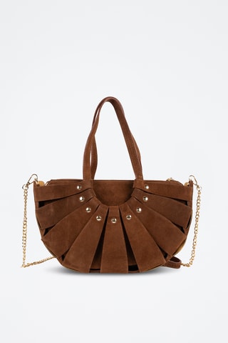 Borsa a spalla in pelle scamosciata  - Marrone