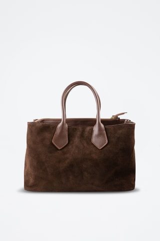 Shopping bag in pelle scamosciata  - Marrone