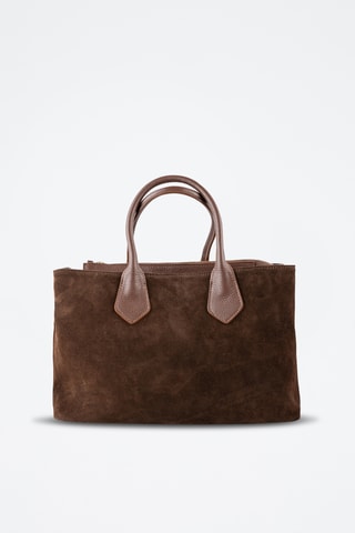 Shopping bag in pelle scamosciata  - Marrone