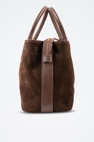 Shopping bag in pelle scamosciata  - Marrone