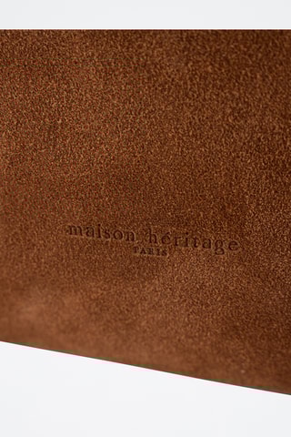 Borsa a mano in pelle scamosciata  - Marrone