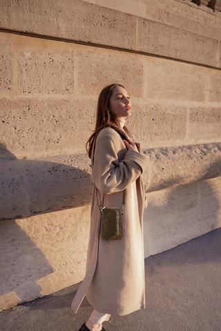 Borsa a tracolla in pelle scamosciata  - Taupe