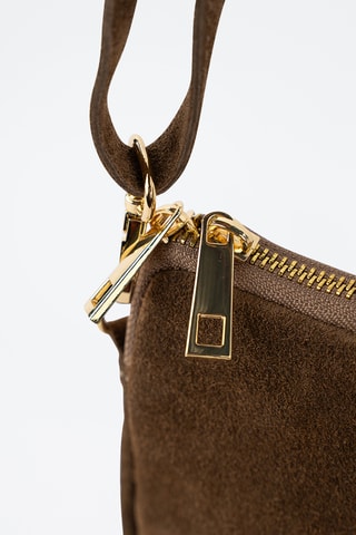 Borsa a tracolla in pelle scamosciata  - Taupe