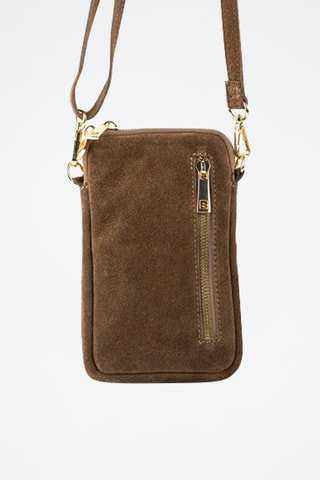 Borsa a tracolla in pelle scamosciata  - Taupe