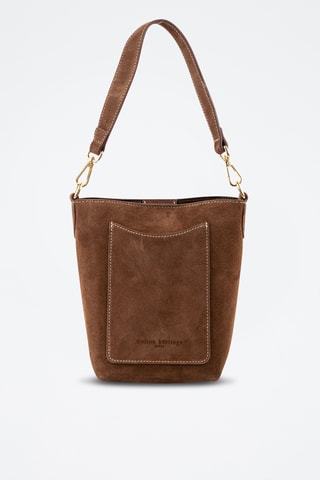 Borsa a spalla in pelle scamosciata  - Marrone