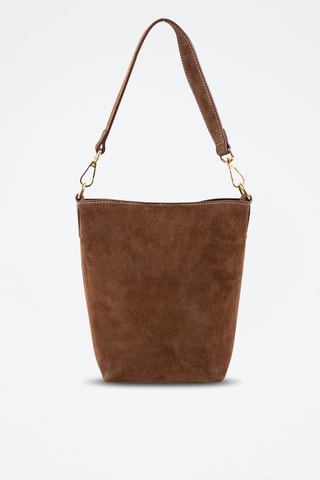 Borsa a spalla in pelle scamosciata  - Marrone