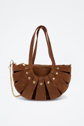 Borsa a spalla in pelle scamosciata - Marrone