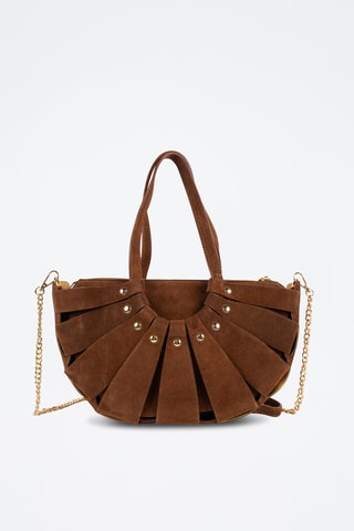 Borsa a spalla in pelle scamosciata - Marrone