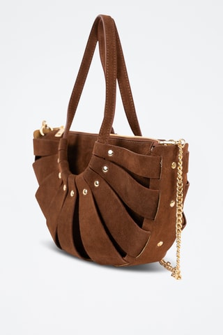 Borsa a spalla in pelle scamosciata - Marrone