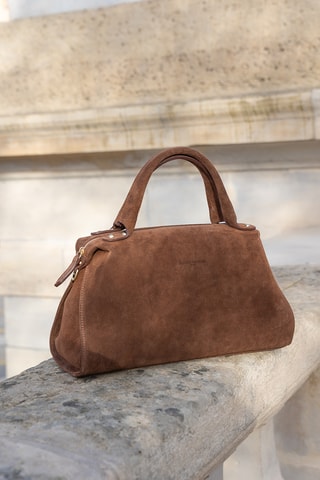 Borsa a mano in pelle scamosciata  - Marrone