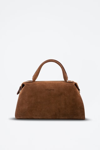 Borsa a mano in pelle scamosciata  - Marrone