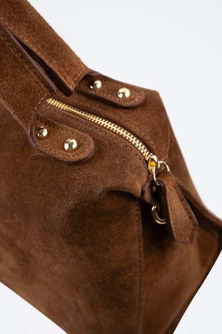 Borsa a mano in pelle scamosciata  - Marrone