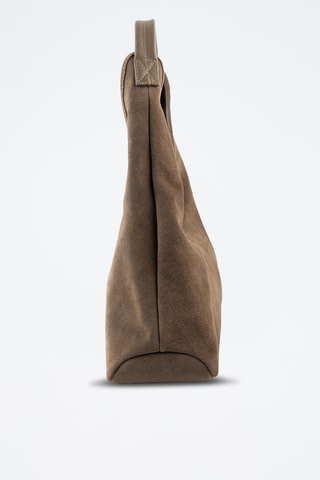 Borsa a spalla in pelle scamosciata - Taupe