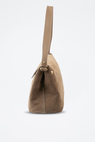Borsa a spalla in pelle scamosciata  - Taupe