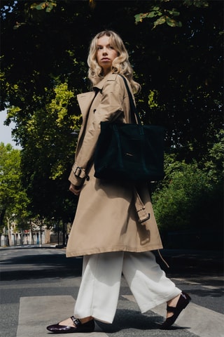 Shopping bag in pelle scamosciata Rise - Verde