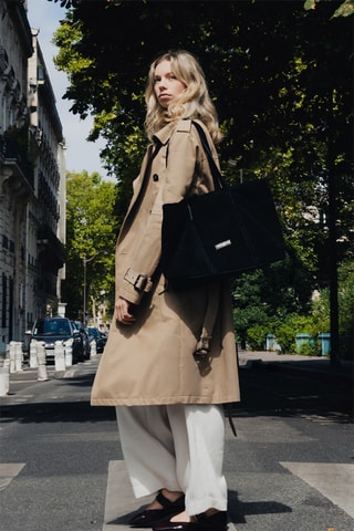 Shopping bag in pelle scamosciata Rise - Nero