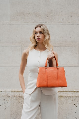 Borsa a mano in pelle Sauce - Arancione