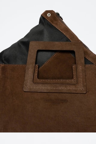 Borsa a mano e pochette in pelle scamosciata Jane  - Cammello