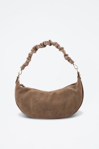 Borsa a spalla in pelle scamosciata  - Taupe