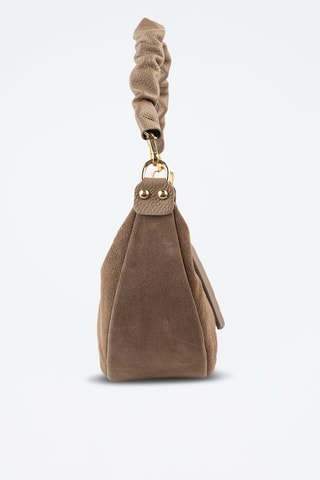 Borsa a spalla in pelle scamosciata  - Taupe