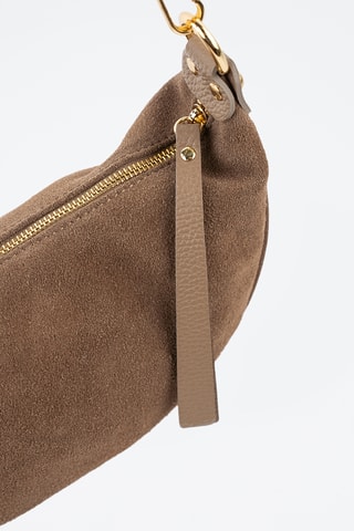 Borsa a spalla in pelle scamosciata  - Taupe