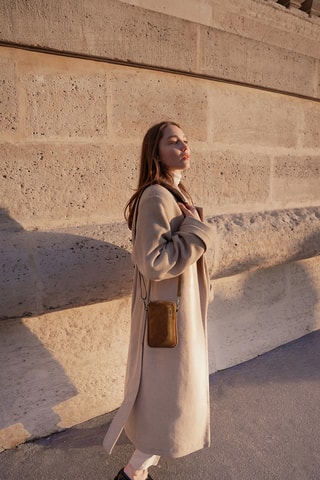 Borsa a tracolla in pelle scamosciata - Marrone