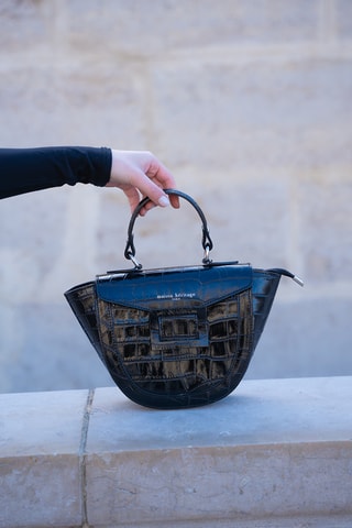 Borsa a mano in pelle  - Nero