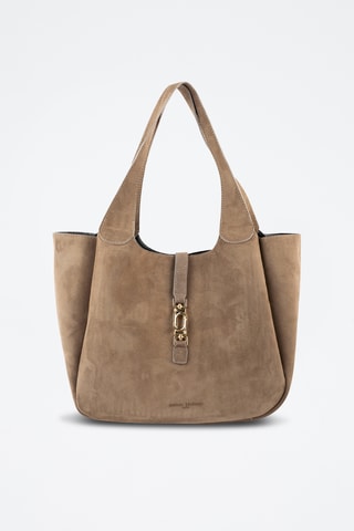 Borsa a spalla e pochette in pelle - Marrone