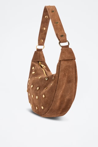 Borsa a spalla in pelle scamosciata - Marrone