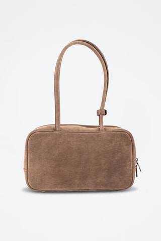 Borsa a spalla in pelle scamosciata  - Taupe