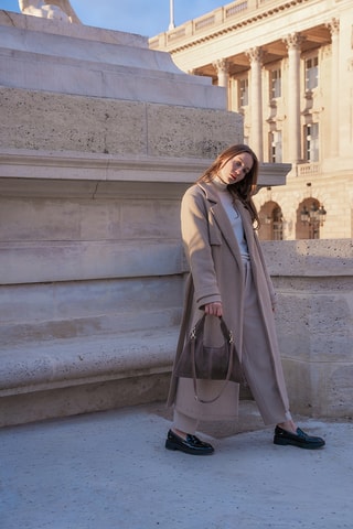 Borsa a spalla in pelle scamosciata - Taupe