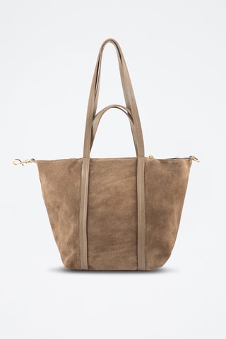 Borsa a mano in pelle scamosciata  - Taupe