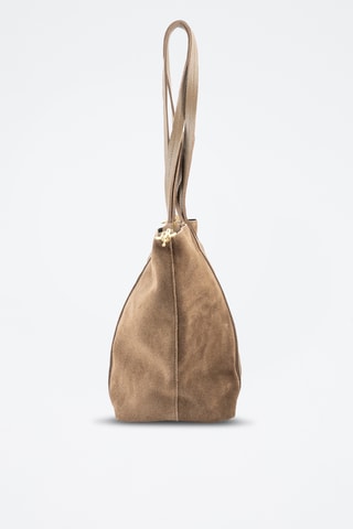 Borsa a mano in pelle scamosciata  - Taupe