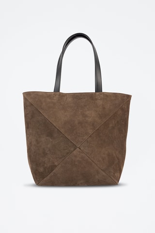 Shopping bag in pelle scamosciata  - Taupe