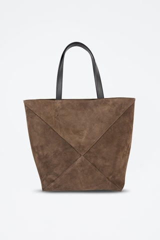 Shopping bag in pelle scamosciata  - Taupe