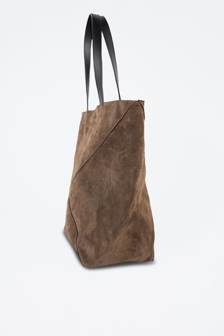 Shopping bag in pelle scamosciata  - Taupe
